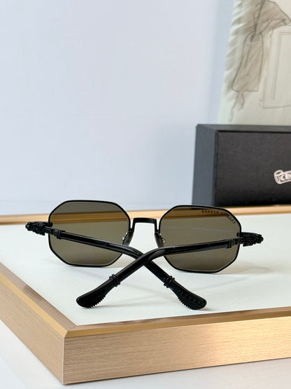 6 Color Retro Hexagonal Carved Metal Sunglasses
