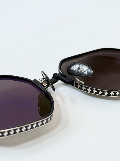 6 Color Retro Hexagonal Carved Metal Sunglasses