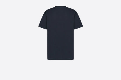 Camiseta de cuello redondo con estampado rectangular de la marca