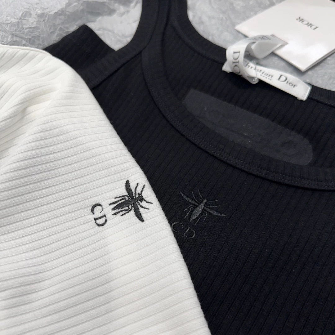 Camiseta sin mangas de algodón acanalado Bee