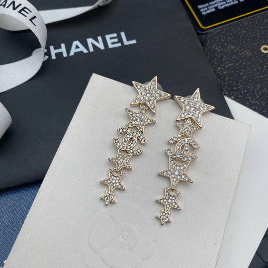 Boucles d'oreilles pendantes Étoile Diamant