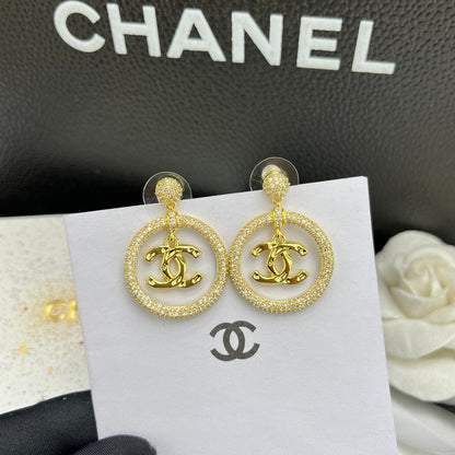 Boucles d'oreilles créoles pendantes diamant