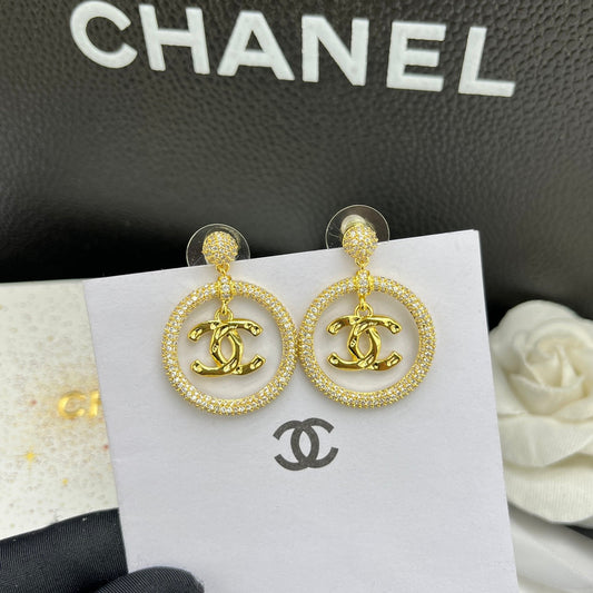Boucles d'oreilles créoles pendantes diamant