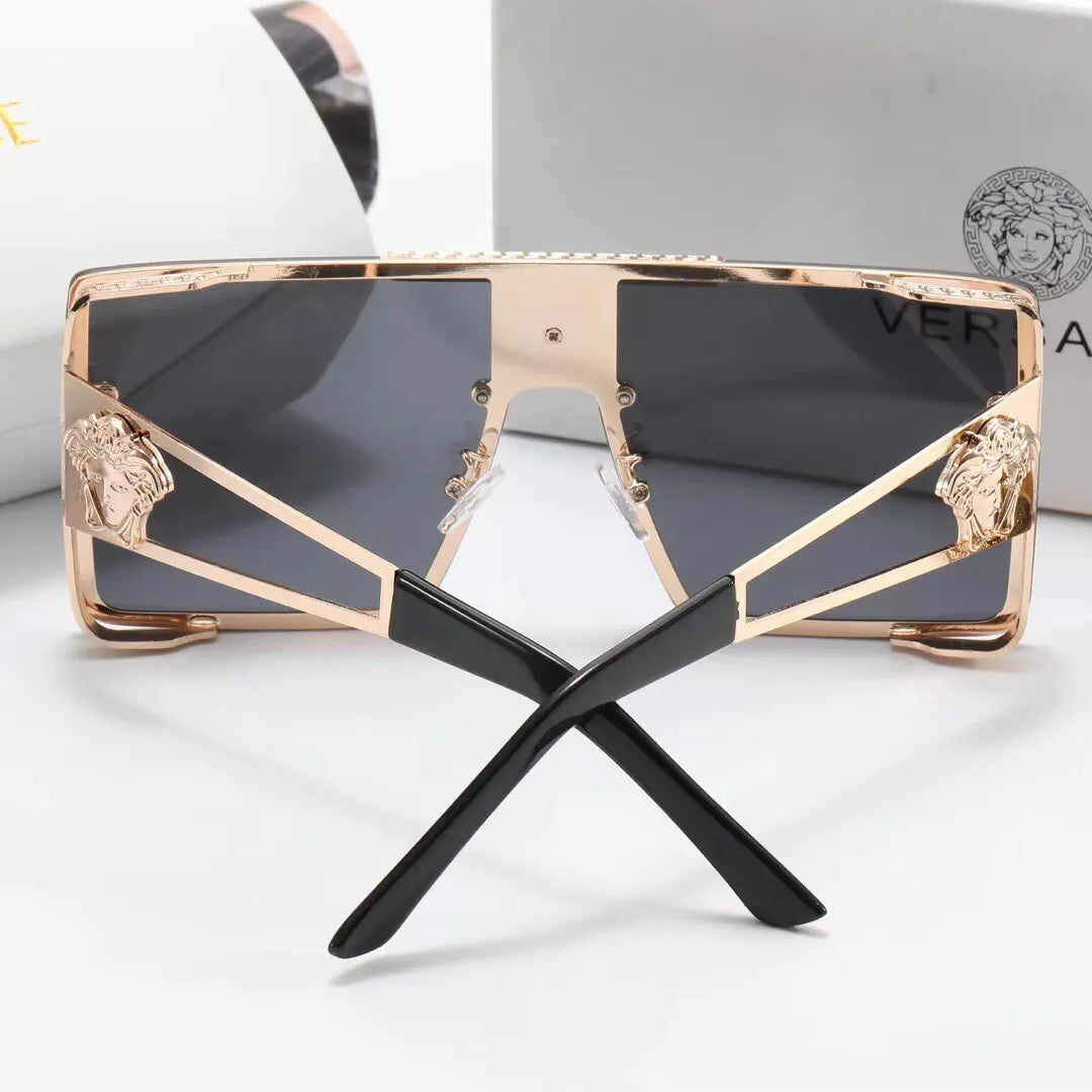 Gafas de sol HD cuadradas metálicas de gran tamaño, nueva moda 2026