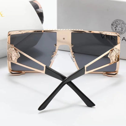 Gafas de sol HD cuadradas metálicas de gran tamaño, nueva moda 2026