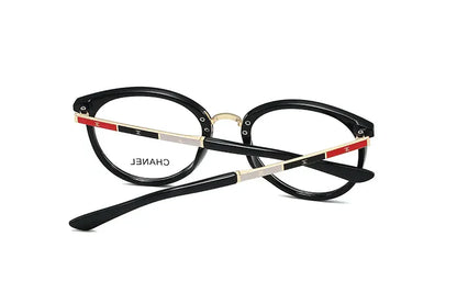 Lunettes à monture métallique ovale à rayures 5 couleurs