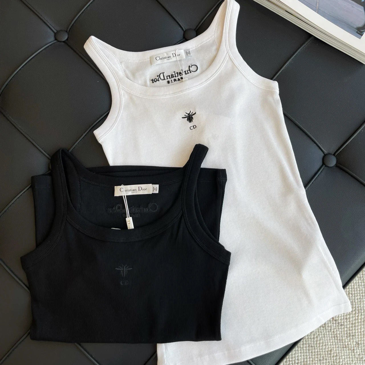 Camiseta sin mangas de algodón acanalado Bee