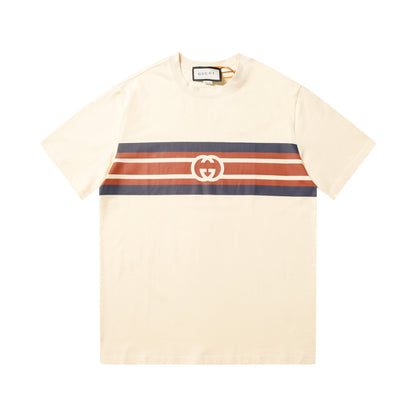T-shirt imprimé rayé abricot
