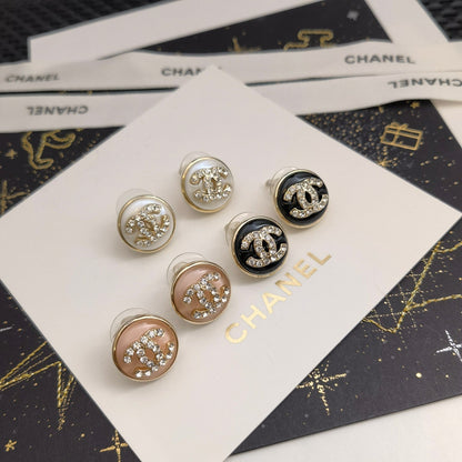 Pendientes de botón redondos elegantes de 3 colores