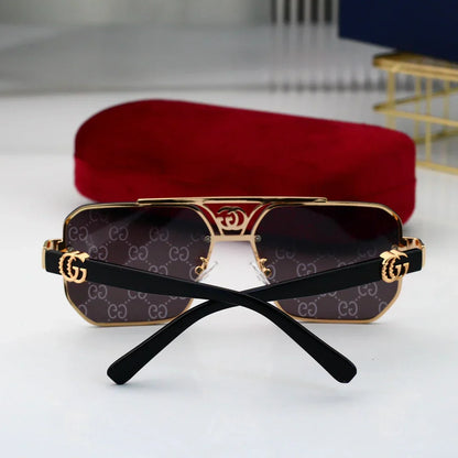 Gafas de sol poligonales con logo metálico de moda 8936