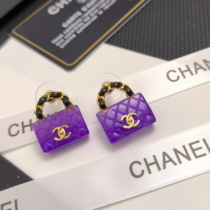 Pendientes Elegantes con Bolsa Morada