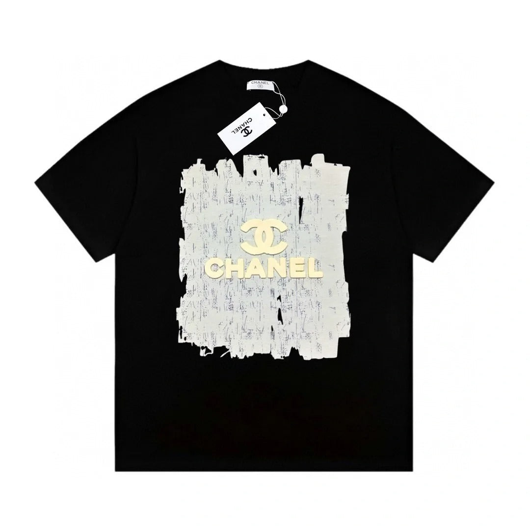 Camiseta de manga corta informal con estampado de logo tridimensional de graffiti grande