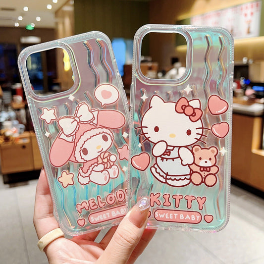 Coque de téléphone à motif d'ondes laser mignon de dessin animé