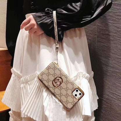 Coque en cuir à bords dorés électroplaqués Fashion