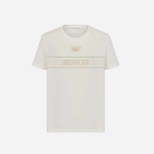 T-shirt papillon brodé logo doré