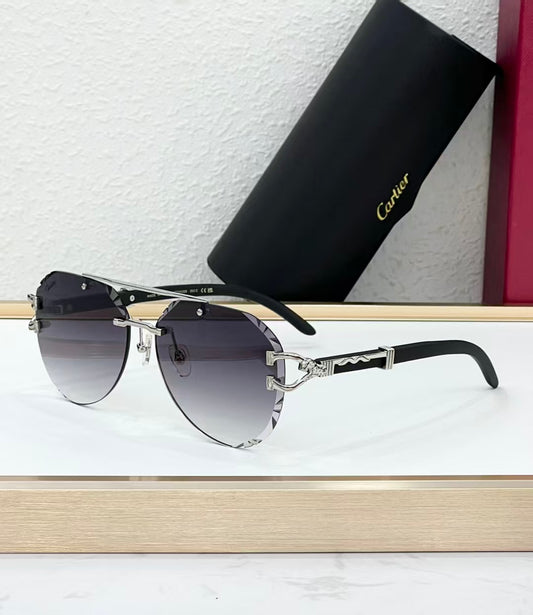 6 Color Panther Decor Rimless Aviator Sunglasses 00230