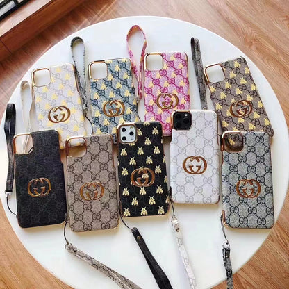 Coque en cuir à bords dorés électroplaqués Fashion