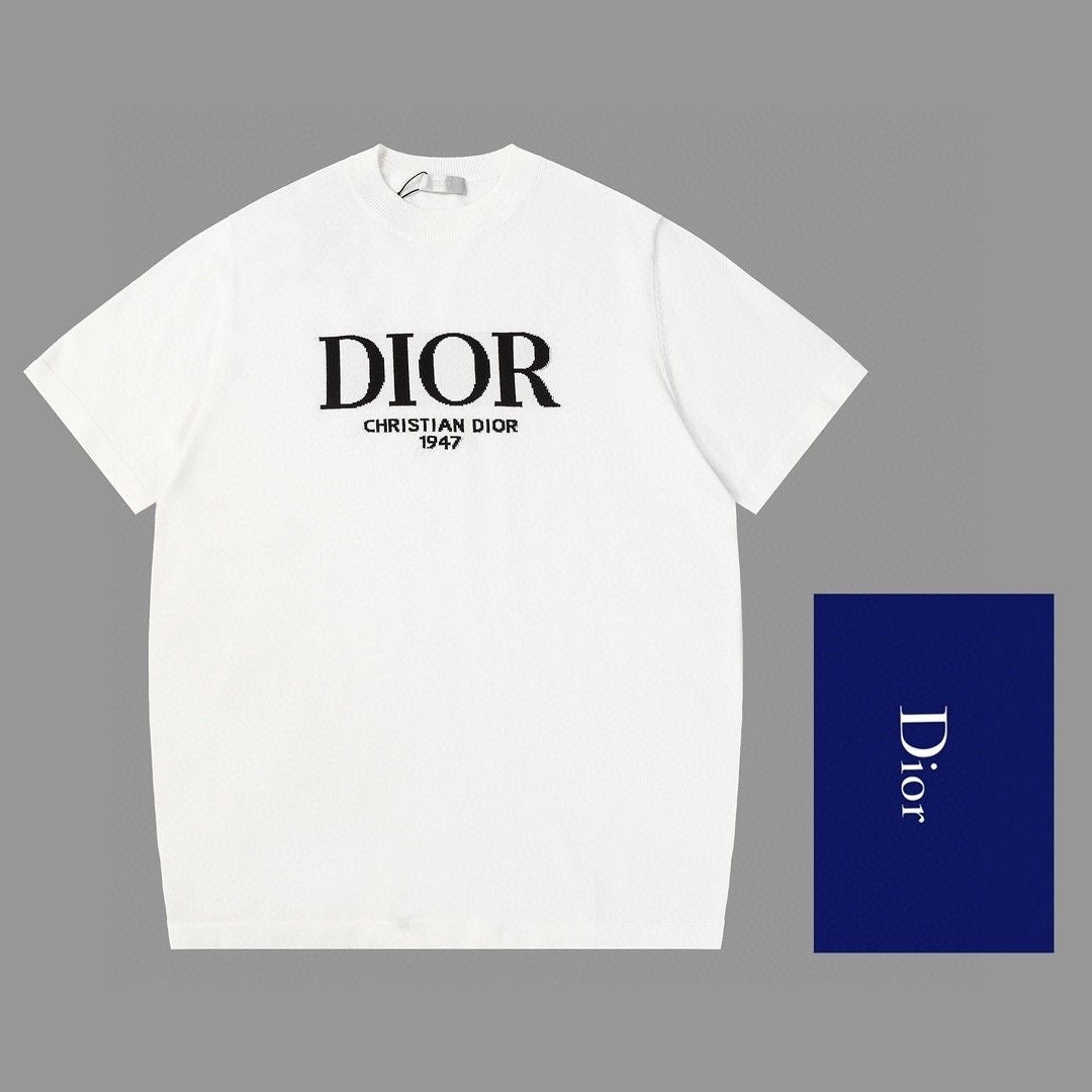 0528 Camiseta de manga corta de lana con letras clásicas de Jacquard