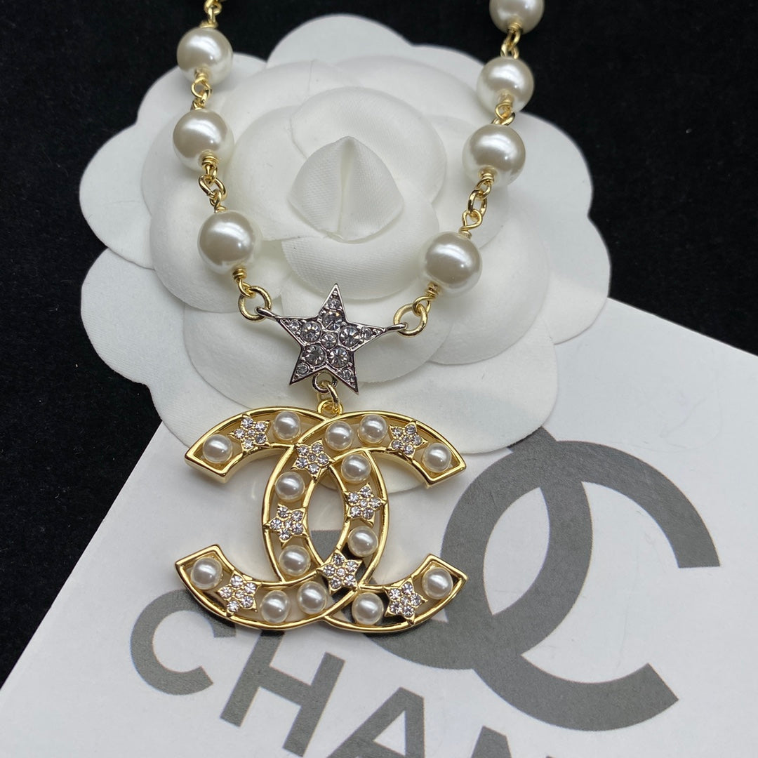 Collar ajustable de perlas Temperament Star