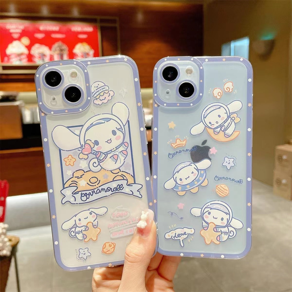 Funda transparente con soporte de dibujos animados