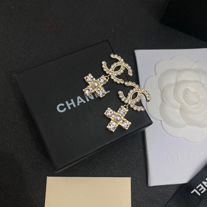 Boucles d'oreilles New Cross Perle Cristal