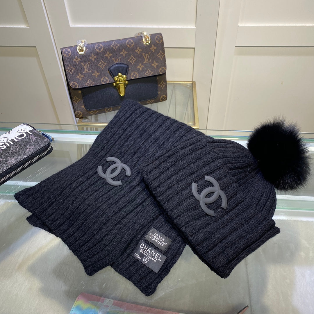 Conjunto de gorro y bufanda vertical de punto Temperament