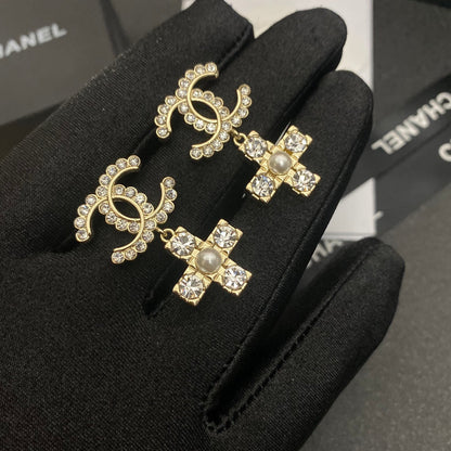 Boucles d'oreilles New Cross Perle Cristal