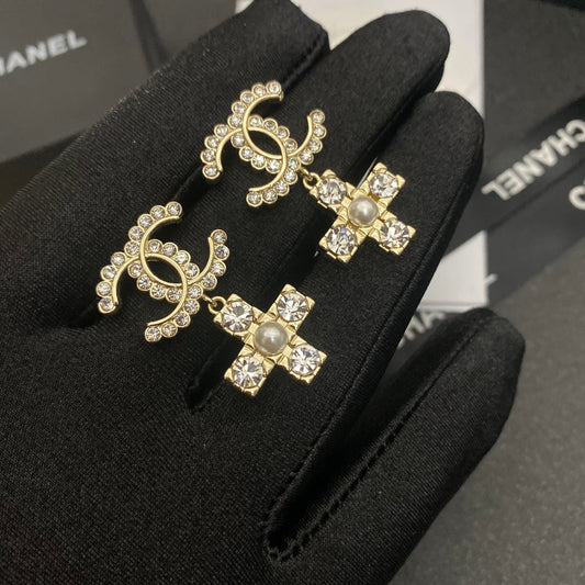 Boucles d'oreilles New Cross Perle Cristal