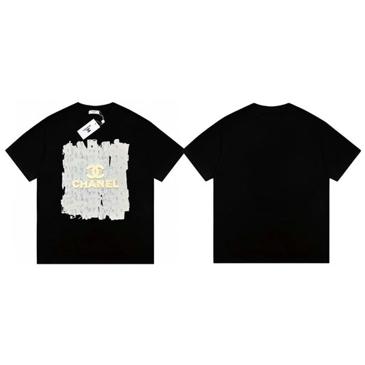 Camiseta de manga corta informal con estampado de logo tridimensional de graffiti grande