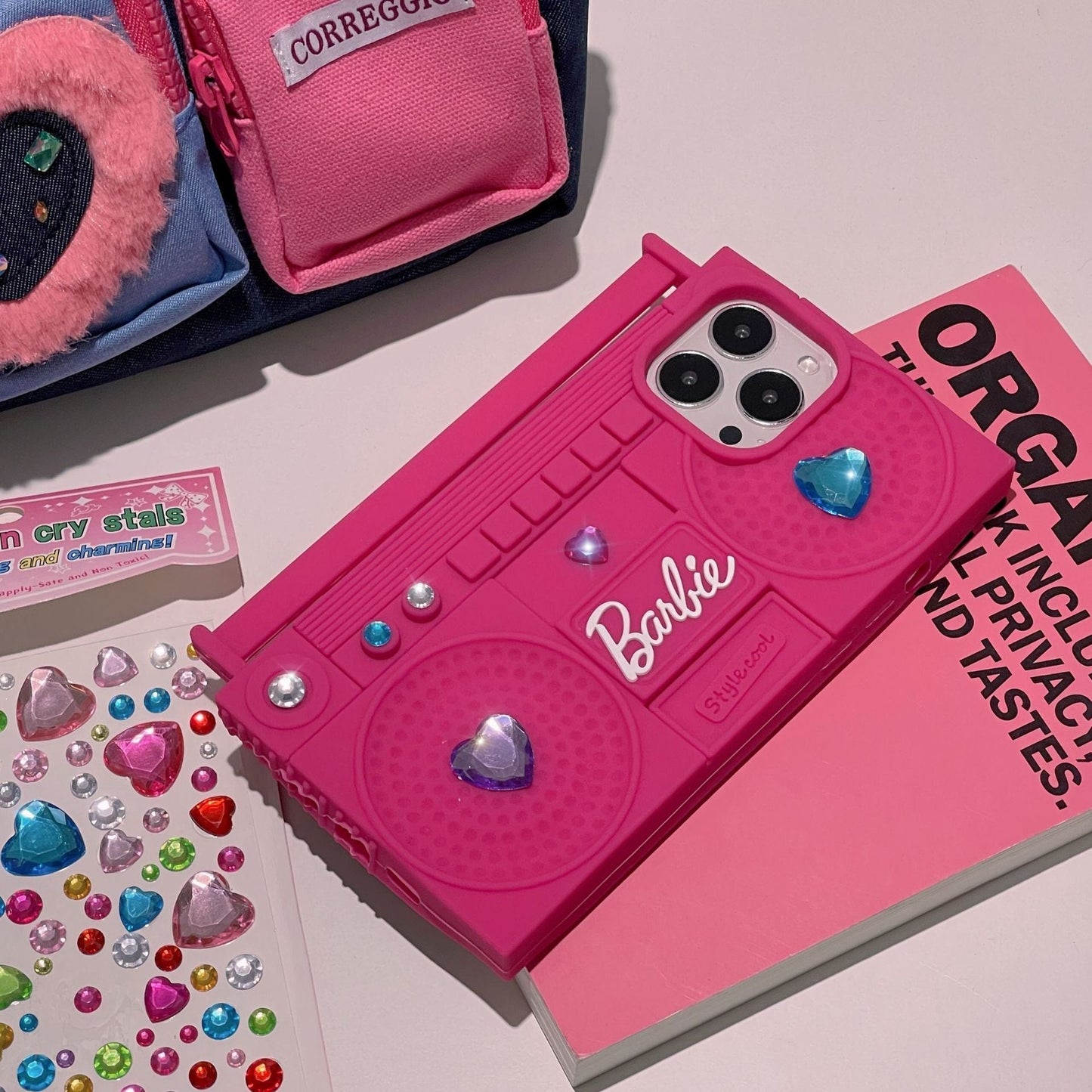 Funda de silicona para radio Y2K rosa