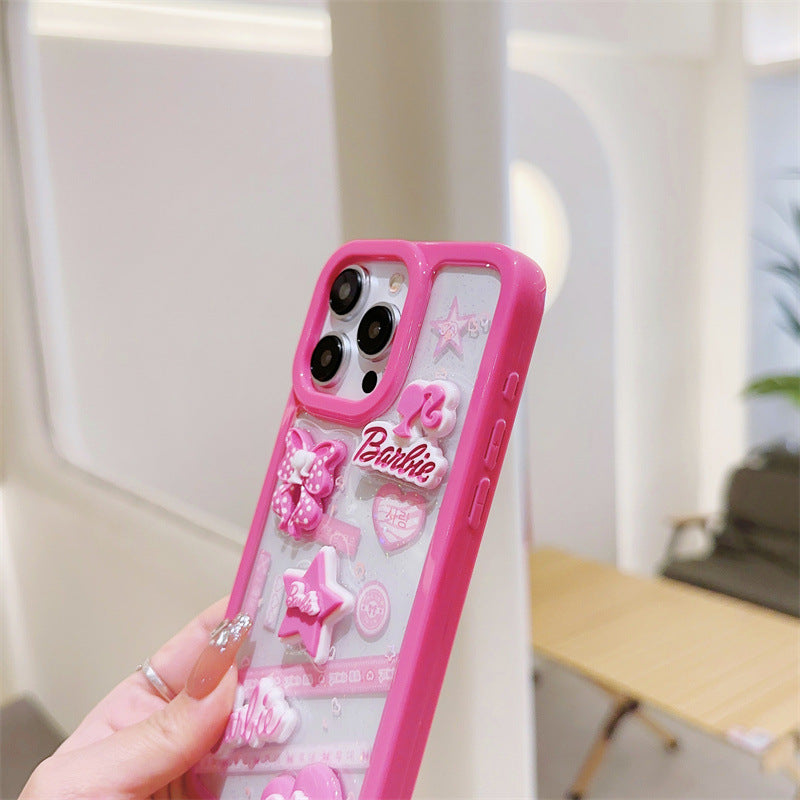 Funda con lazo y estrella 3D rosa