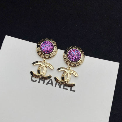Pendientes con Colgante de Letra CC Estrella Brillante