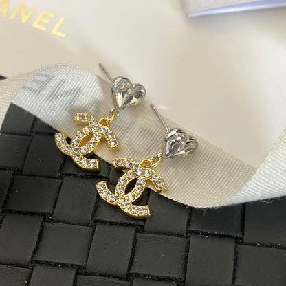 Boucles d'oreilles cœur bicolores plaquées électrolytiquement