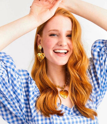 Boucle d'oreille rétro en forme de cœur