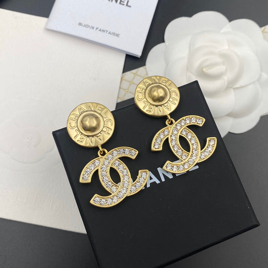 Boucles d'oreilles pendantes diamant lettre tempérament