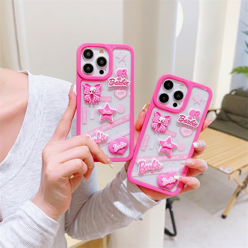 Funda con lazo y estrella 3D rosa