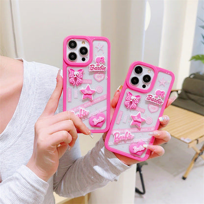 Funda con lazo y estrella 3D rosa