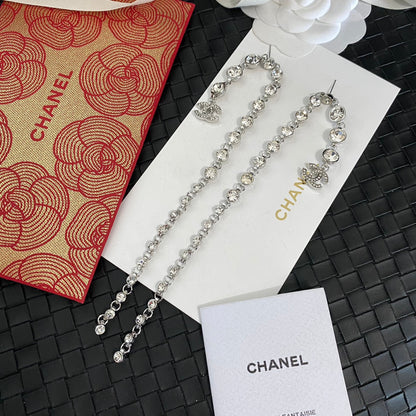 Boucles d'oreilles longues en diamant fantaisie