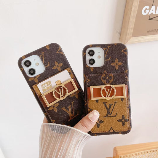Étui à cartes en cuir Classic Gold Label