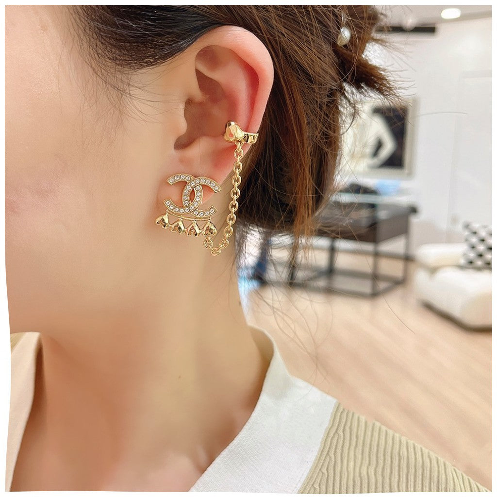 Conjunto de collar y pendientes de clip de diamantes de imitación de corazón de moda
