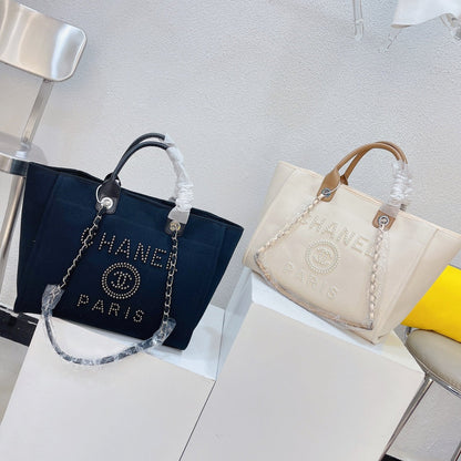 Sac cabas à chaîne brodé de perles