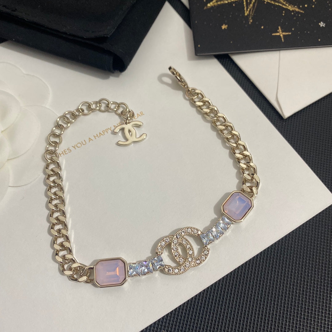 Pulsera Colgante de Cristal Morado de Fantasía