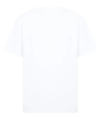 Camiseta de cuello redondo con estampado rectangular de la marca
