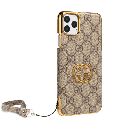 Coque en cuir à bords dorés électroplaqués Fashion