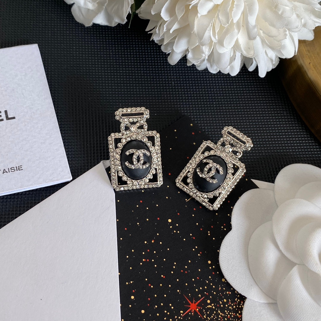 Pendientes Premium de Botella de Perfume con Diamantes
