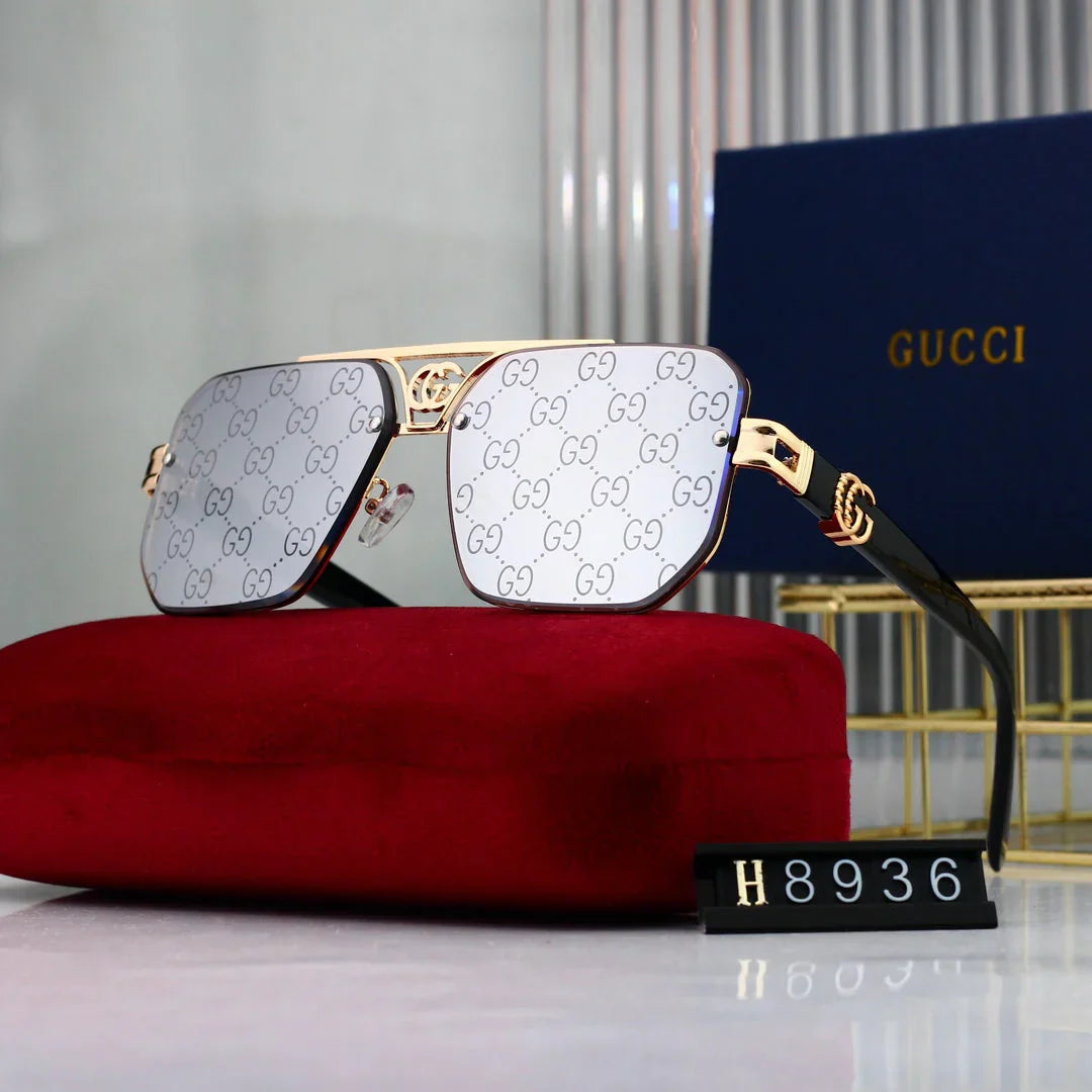 Gafas de sol poligonales con logo metálico de moda 8936