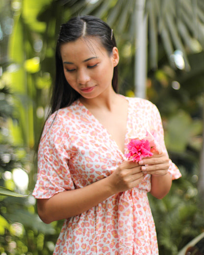 Robe Courte Bella Léopard Rose