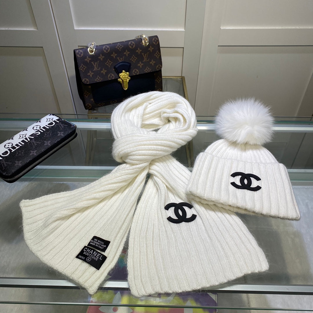 Conjunto de gorro y bufanda vertical de punto Temperament
