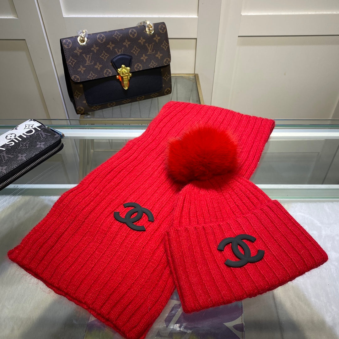 Conjunto de gorro y bufanda vertical de punto Temperament