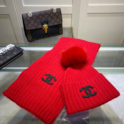 Conjunto de gorro y bufanda vertical de punto Temperament